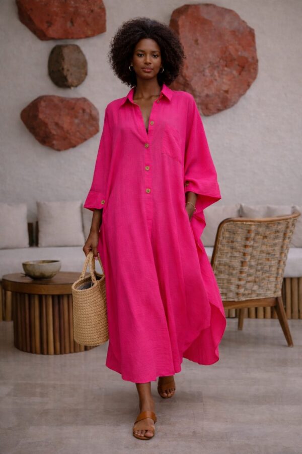 kaftan shirt dress Indigo Stripes Women Dabu Cotton Kaftan Shirt Dress M-L
